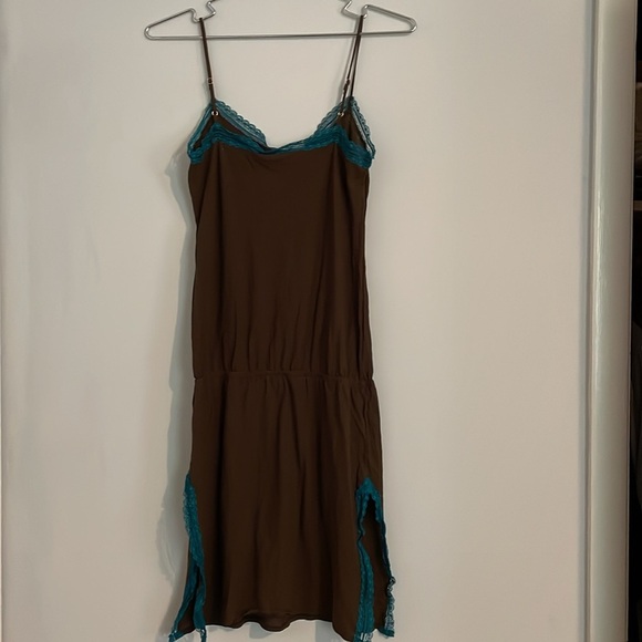 Araks slip size M. Brown & Teal lace. 100% cotton - Picture 6 of 7